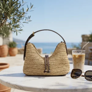 Vintage Straw Bag for Women Summer Woven Shoulder Bag Hobo Handbag Bohemian Beach Crossbody Bag Casual Tote Vacation Purse
